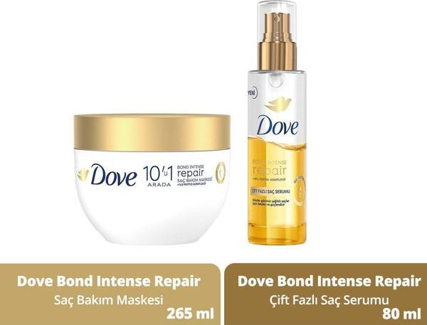 Dove 10'U 1 Arada Saç Bakım Maskesi Bond Intense Repair 265 Ml + Çift Fazlı Saç Serumu 80 Ml - Image 1
