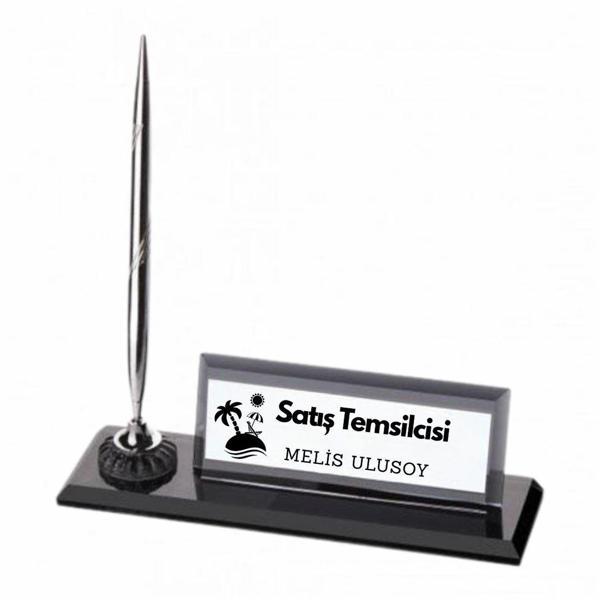 Kurumsal Firmalara Özel Logolu Masa Üstü İsimlik | Kalemli Kristal Tasarım - Image 1