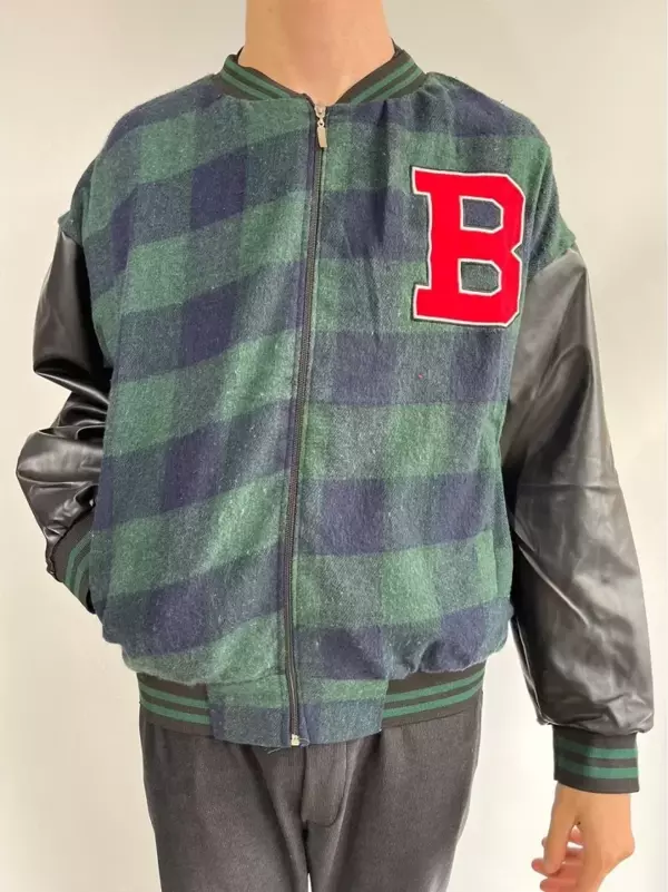 Erkek Pötikare Desen Nakışlı Kolej Ceket - Haki - Image 1