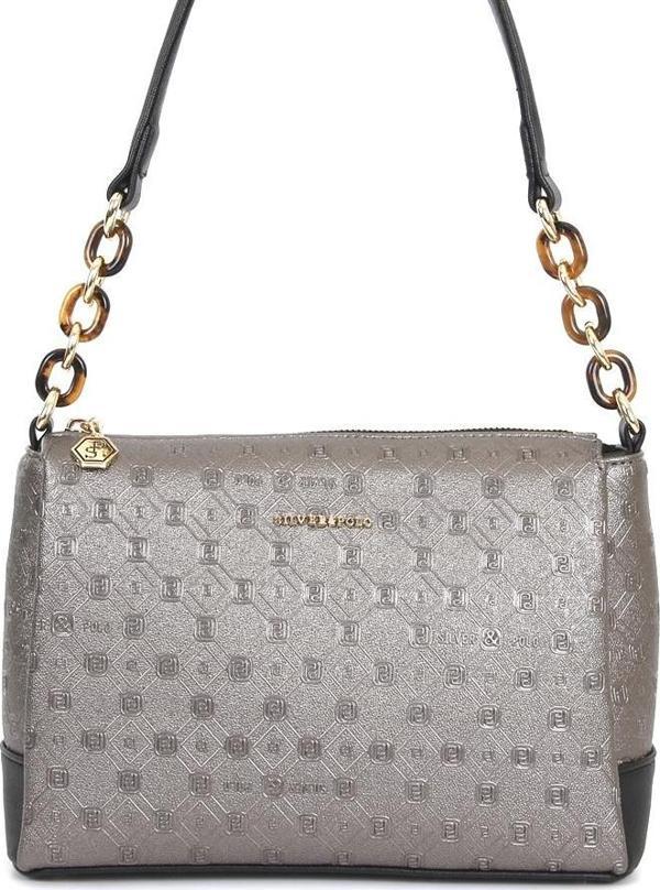 Silver & Polo Kadın Postacı Çantası 910-31478 SİLVER POLO ÇAPRAZ BAYAN ÇANTASI M46 PLATİN-MAT SİYAH - Image 1