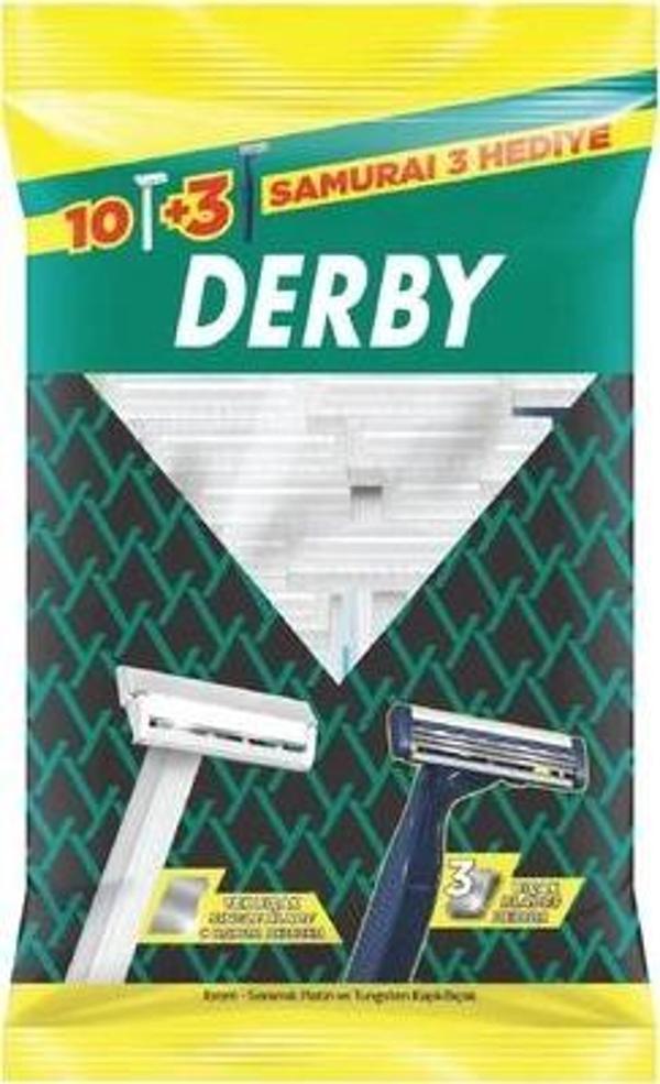 Derby Tek Bıçaklı + Samurai Tıraş Bıçağı 10+3 Adet 4 Paket - Image 1