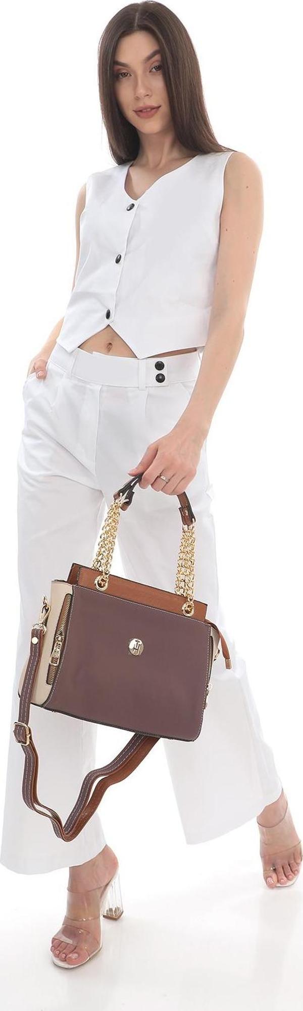 TH Bag Kadın Omuz Çantası TH-YK13808 SOMON-KREM-TABA - Image 1