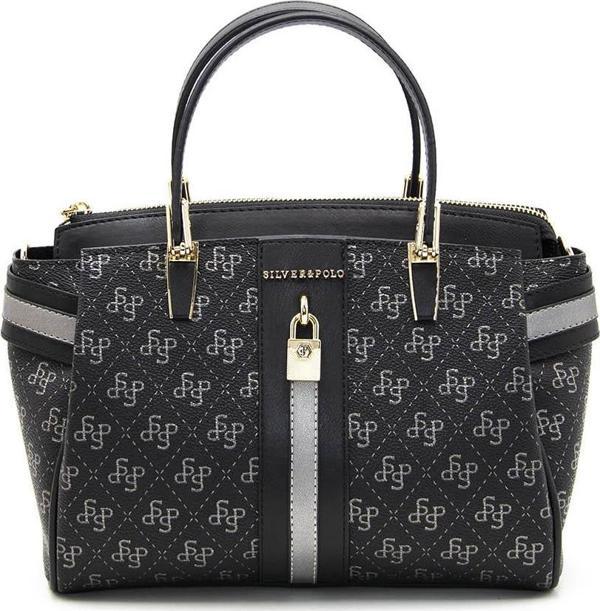 Silver & Polo Kadın Omuz Çantası 1103-42965 Silver Polo M178 Siyah Platin-Mat Siyah - Image 1