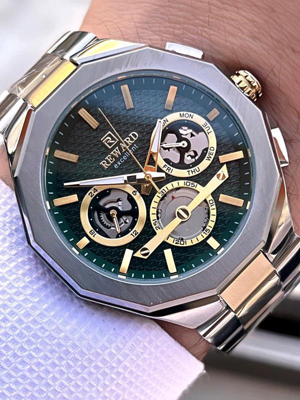 Reward Çelik Kordon 2 Yıl Garantili 5 Atm Suya Dayanıklı İç Fonksiyonları Aktif Erkek Kol Saati RE28 - Image 1