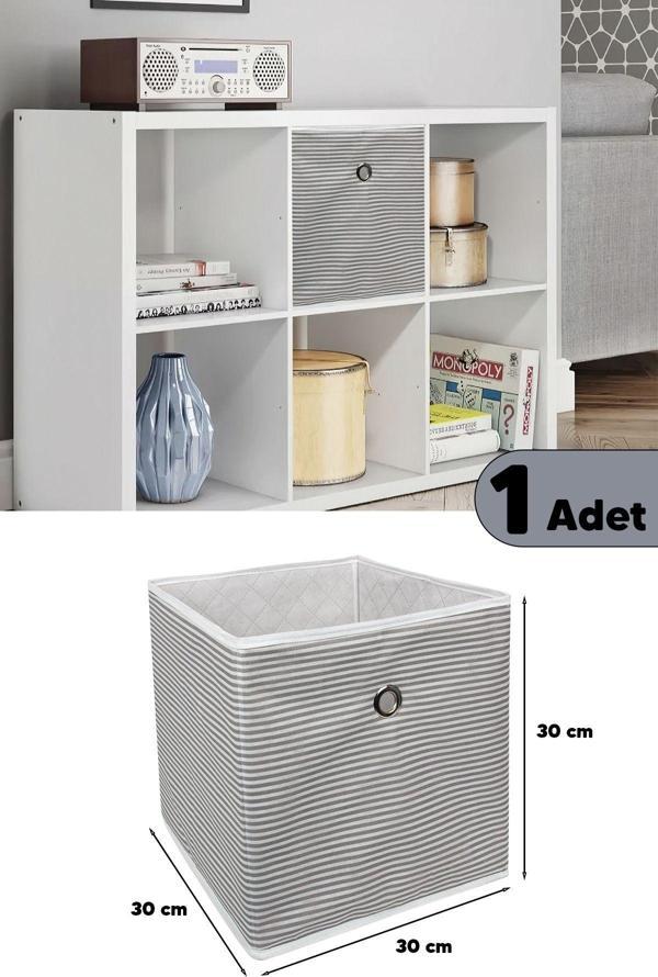Pazar Kapısı Raf Organizer Saklama Kutusu Gri 30 X 30 X 30 - Image 1