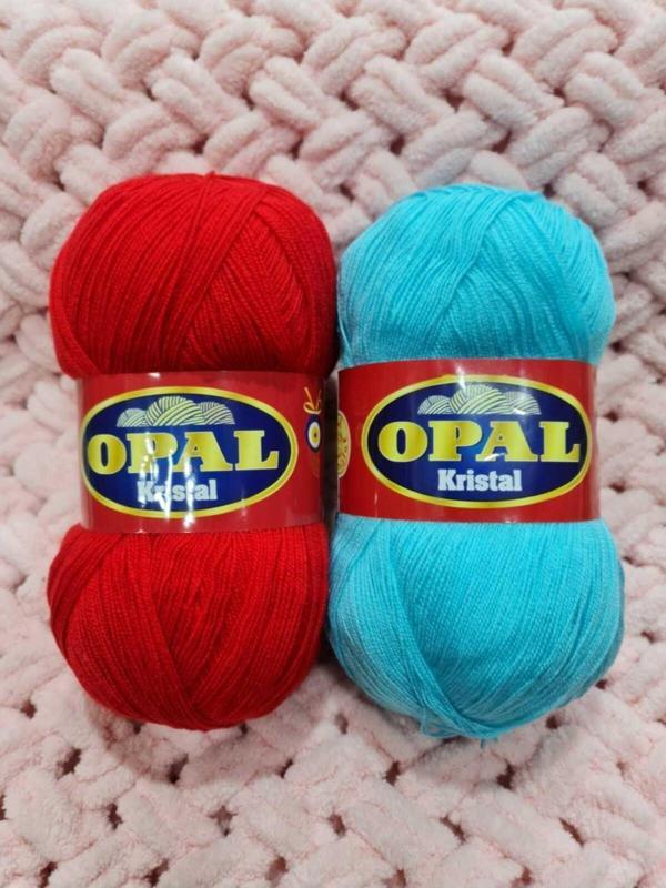 Serpil Düğme 2 Adet 100 Gr Kırmızı Ve Turkuaz 475 Metre Lif Ipliği.Tığ Numarası (4 No.1.60 Mm) Dir - Image 1