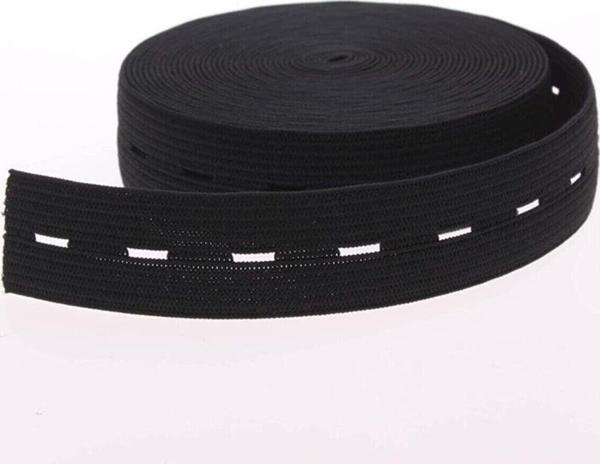 Serpil Düğme Ilikli Lastik Siyah Renk 2 Cm. - 1 Mt - Image 1