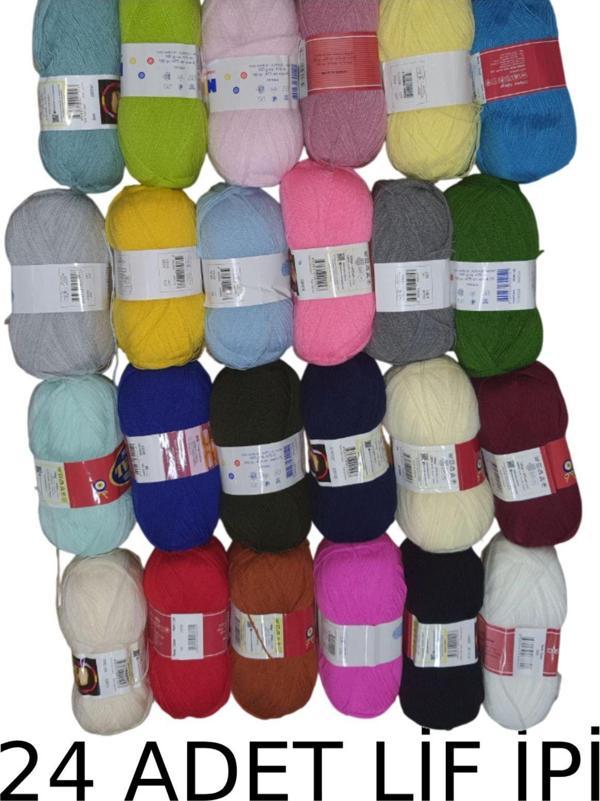 Serpil Düğme 24 Adet Lif İpi Kristal Makine Orlonu Karışık Renk Set No6 - Image 1