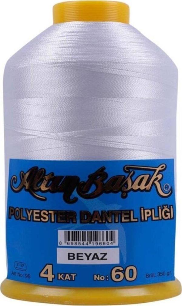 Serpil Düğme Altın Başak Polyester Dantel Ipliği 4 Kat 350 Gr Beyaz 60 Numara (1 Adet) - Image 1