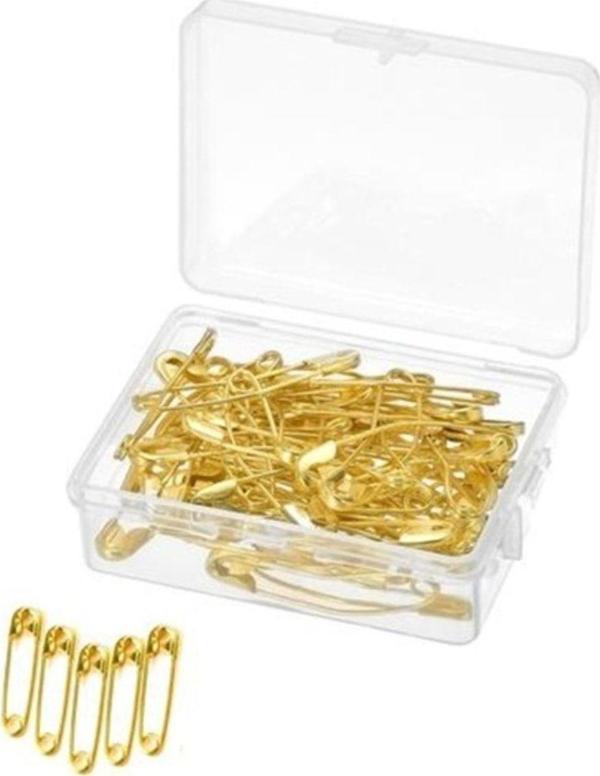 Serpil Düğme Gold Renkli 2 Cm Çengelli Iğne 50'Li - Image 1