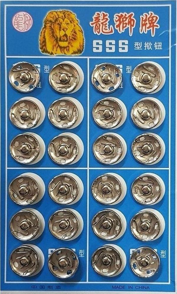 Serpil Düğme Çıtçıt Dügme Gümüş Renk 3No (14Mm) 24 Adet - Image 1