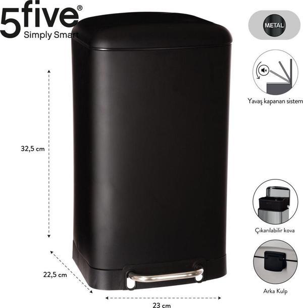 5Fıve Arıane - Metal Pedallı 30 Lt Çöp Kutusu / Siyah - Image 1