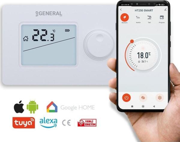 General Life Ht250 Smart Wi-Fi Kontrollü Kablosuz Akıllı Oda Termostatı - Image 1