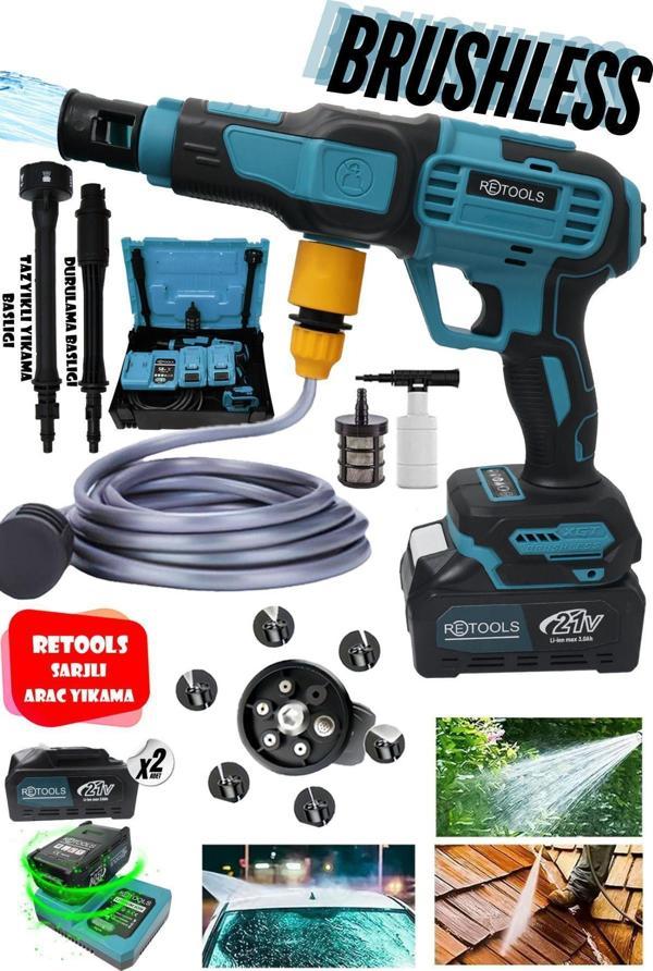 ŞARJLI YÜKSEK BASINÇLI ARAÇ YIKAMA MAKİNESİ: KÖMÜRSÜZ MOTOR MAKSİMUM GÜÇ! - Image 1