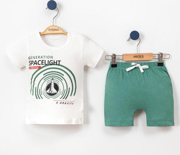 SPACE TSHIRT ŞORT TAKIM BEYAZ - Image 1