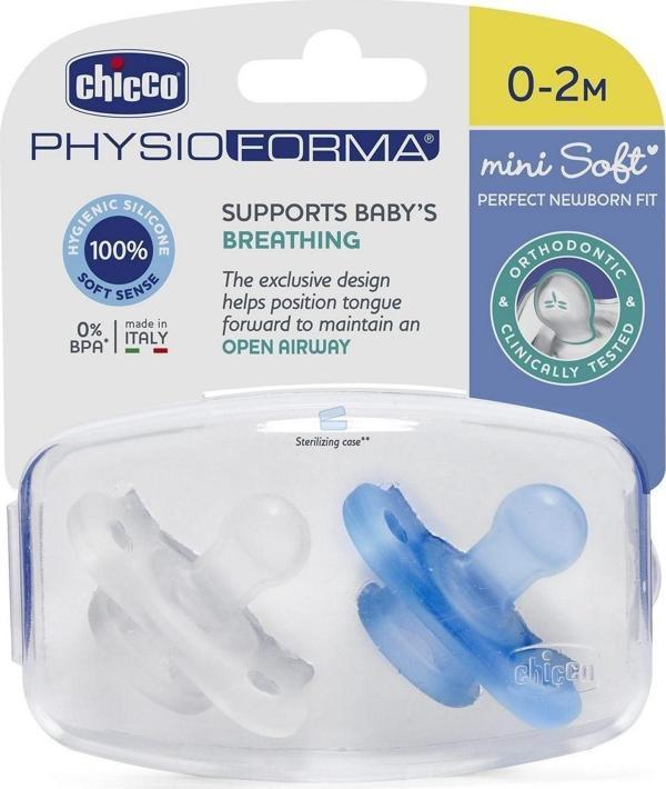Chicco PhysioForma Mini Soft 2'li Emzik 0-2 Ay Erkek - Image 1