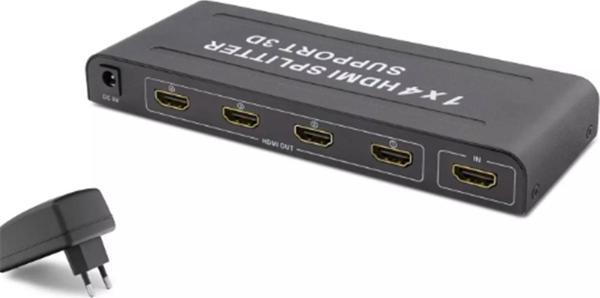 Hadron Hdx1294 4 Port Hdmi Splitter 1.4V 1080P 3D 1-In 4-Out Siyah (Giriş 1xHDMI-Çıkış 4 xHDMI) - Image 1