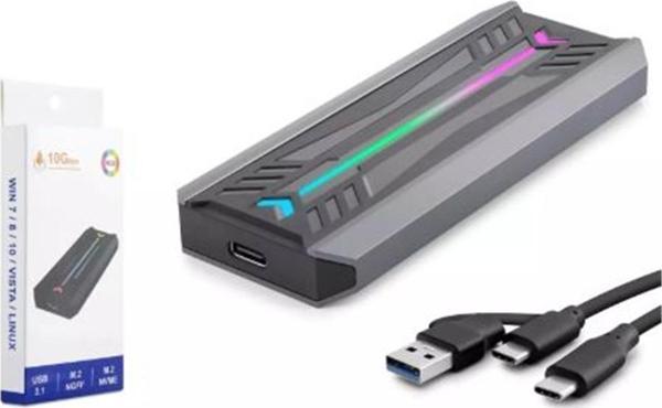HADRON HDX1775 SSD KUTU TYPE-C3.1 + USB3.0 NVME M2 CHIP RTL9210 SİYAH - Image 1