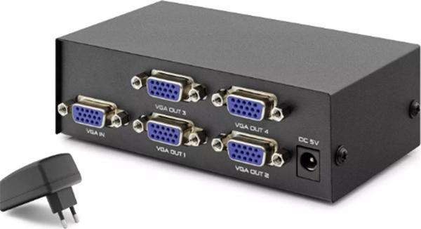 Hadron Hdx1278 4 Port Vga Splitter 200Mhz 1-In 4-Out Siyah - Image 1
