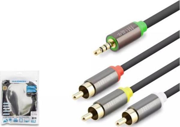 HADRON HDX1065 3.5MM TO 3RCA KABLO 2LINE GOLD 3M SİYAH - Image 1