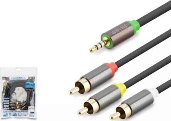 HADRON HDX1066 3.5MM TO 3RCA KABLO 2LINE GOLD 5M SİYAH - Image 1