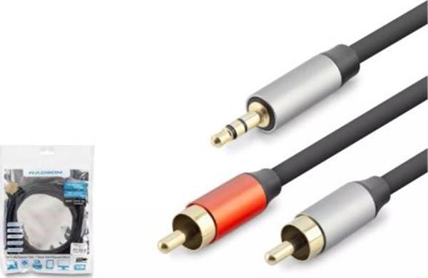 HADRON HDX1074 3.5MM TO 2RCA KABLO 2LINE GOLD 3M SİYAH - Image 1