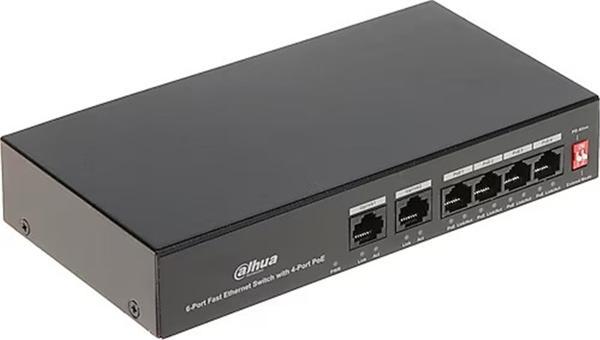Dahua PFS3006-4ET-36 6 Port 10-100 (4 Poe + 2fe Uplınk Toplam 36W Poe) - Image 1