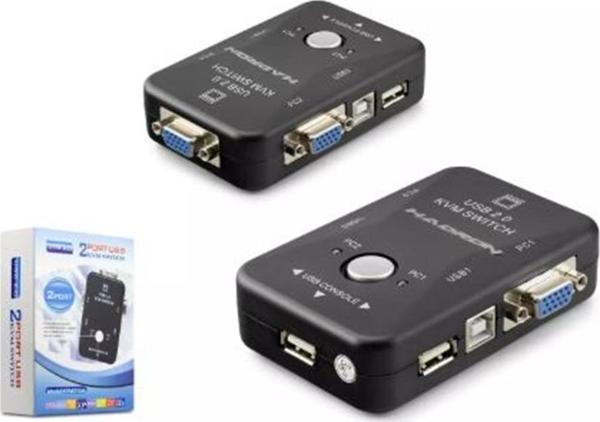 HADRON HDX1360 VGA USB KVM SWITCH 2GİRİŞ 1ÇIKIŞ SİYAH - Image 1