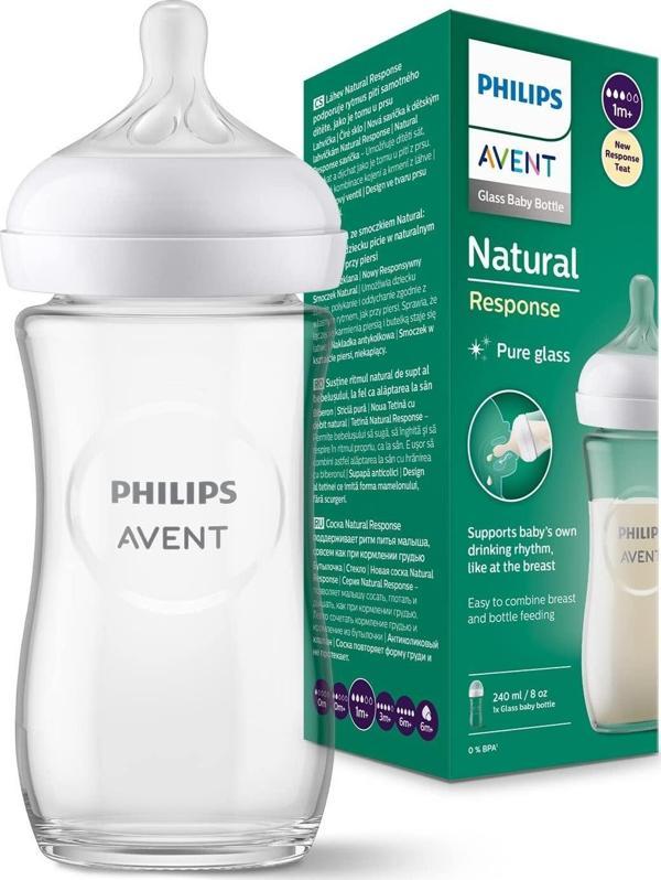 Philips Avent Natural Response Cam Biberon 1 Ay+ 240 ml, Tepkili Biberon Emziği SCY933/01 - Image 1