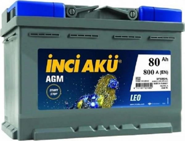 İnci 12V 80 Ah Amper AGM Strat&Stop Akü - Image 1