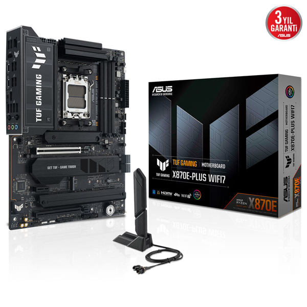 ASUS TUF GAMING X870E-PLUS WIFI7, 4xDDR5, 4xM.2, HDMI, 2xDP, Type-C, PCIe 5.0, 2xWi-Fi 7, Bluetooth v5.4, AM5 Soket GAMI - Image 1