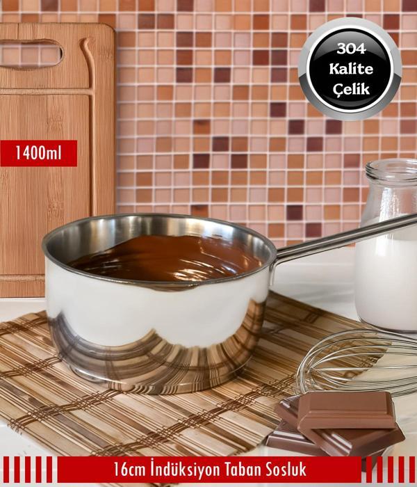Çelik İndüksiyon Taban Kaçerola Sosluk Sütlük 16cm - Image 1