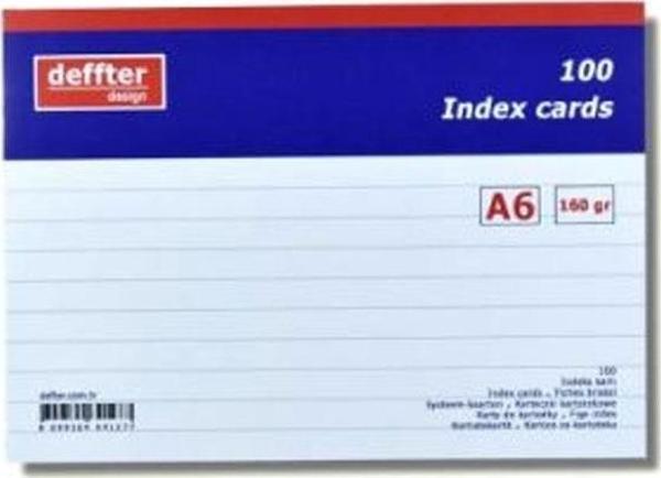 Deffter İndex Kartı A6 Beyaz Çizgili - Image 1