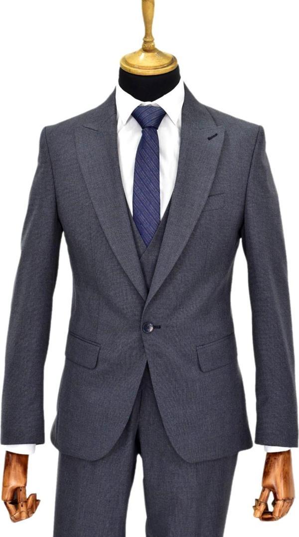 Erkek Silim Fit Yelekli Çift Yırtmaçlı Takım Elbise BGL-ST04737 - Image 1