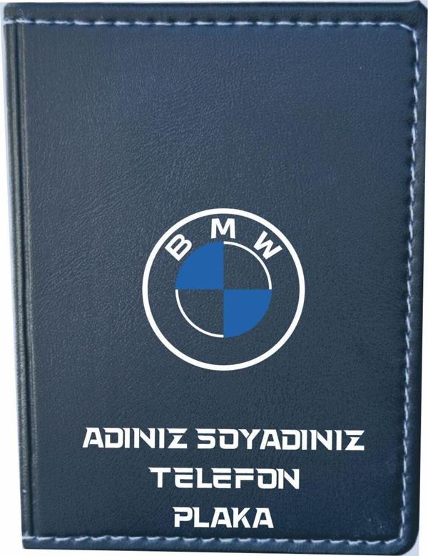 Tay Promosyon Bmw Logolu Suni Deri Kişiye Özel İsimli Ruhsat Kabı - Image 1