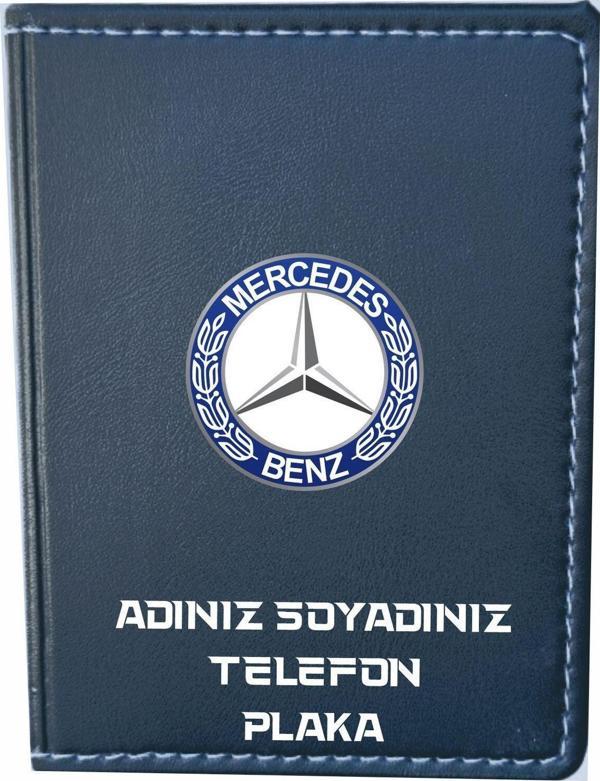 Tay Promosyon Mercedes Benz Logolu Lüx Kaliteli Suni Deri Kişiye Özel İsimli Ruhsat Kabı - Image 1