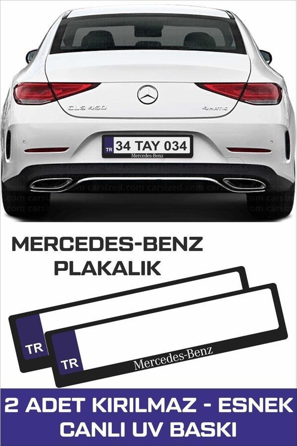 Tay Promosyon Mercedes-Benz Yazılı Oto Plakalık Kişiye Özel Kırılmaz Siyah Uv Kabartmalı 2 Adet Takmatik - Image 1