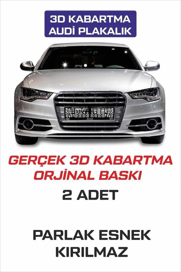 Tay Promosyon Audi Uyumlu 3D Kabartma Harf Logo Ve Yazılı Oto Plakalık 2 Adet Kırılmaz Esnek - Image 1