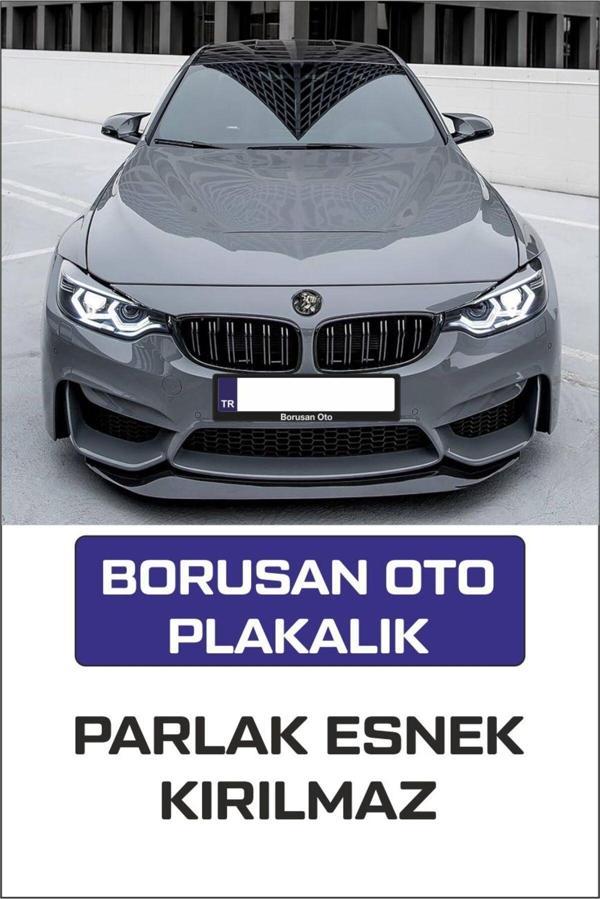 Tay Promosyon Borusan Oto Yazılı Oto Plakalık Siyah Uv Kabartma 2 Adet Takmatik - Image 1