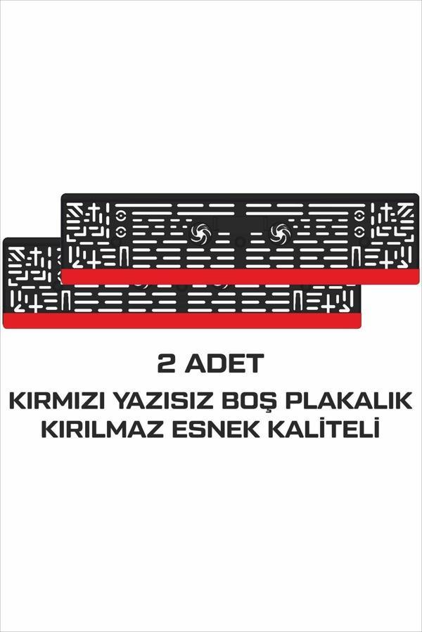 Tay Promosyon Kırmızı Yazısız Boş 2 Adet Kırılmaz Takmatik Oto Plakalık - Image 1