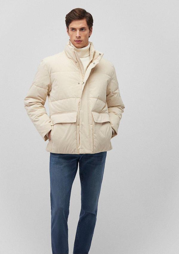 Mavi Dik Yaka Bej Şişme Mont 0110454-70068 - Image 1