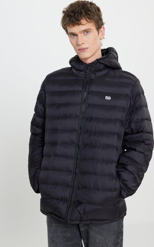 Lee Regular Fit Normal Kesim Kapüşonlu Tam Fermuarlı Siyah Şişme Mont - Image 1