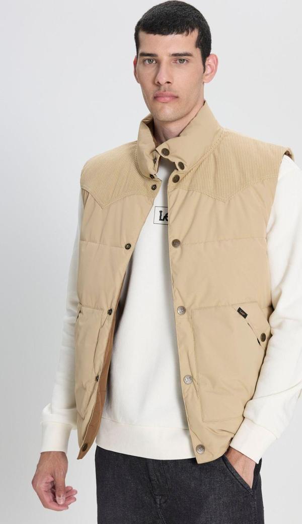 Lee Regular Fit Normal Kesim Çift Kullanımlı Deve Tüyü Şişme Yelek - Image 1