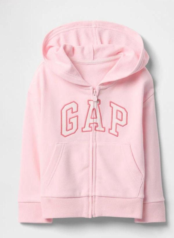 Gap Kız Bebek Logo Fermuarlı Kapüşonlu Sweatshirt Pembe - Image 1