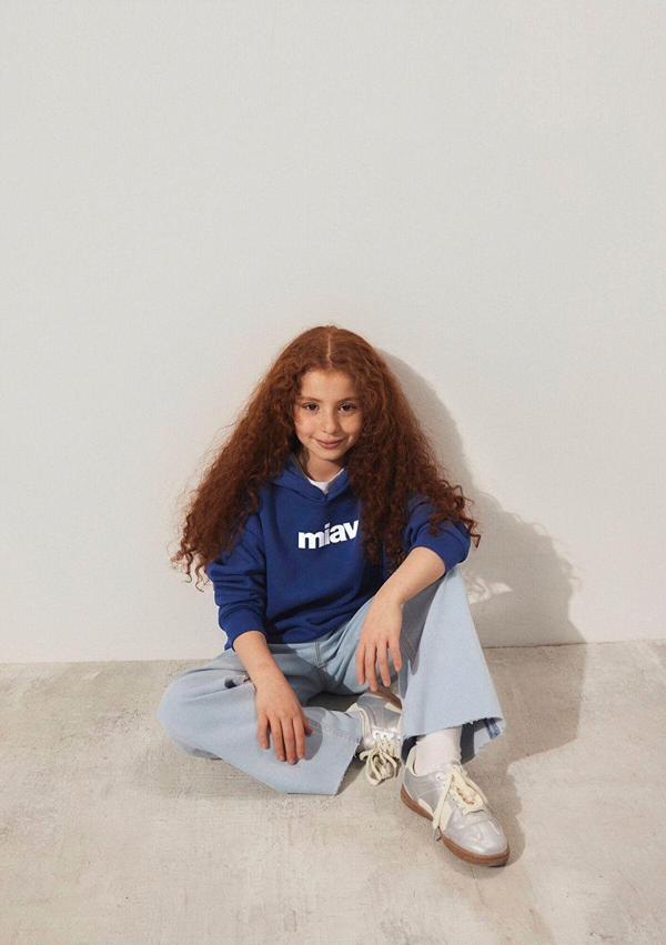 Mavi Miav Baskılı Kapüşonlu Lacivert Çocuk Sweatshirt 6S10028-70722 - Image 1