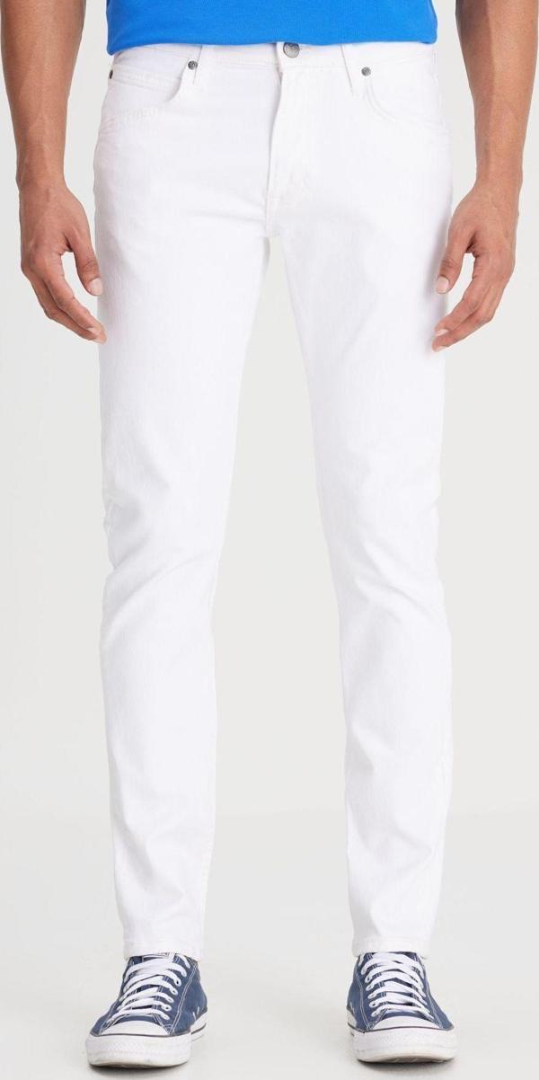 Lee Luke Slim Fit Dar Kesim Düşük Bel Dar Paça Esnek Beyaz Erkek Pantolon - Image 1