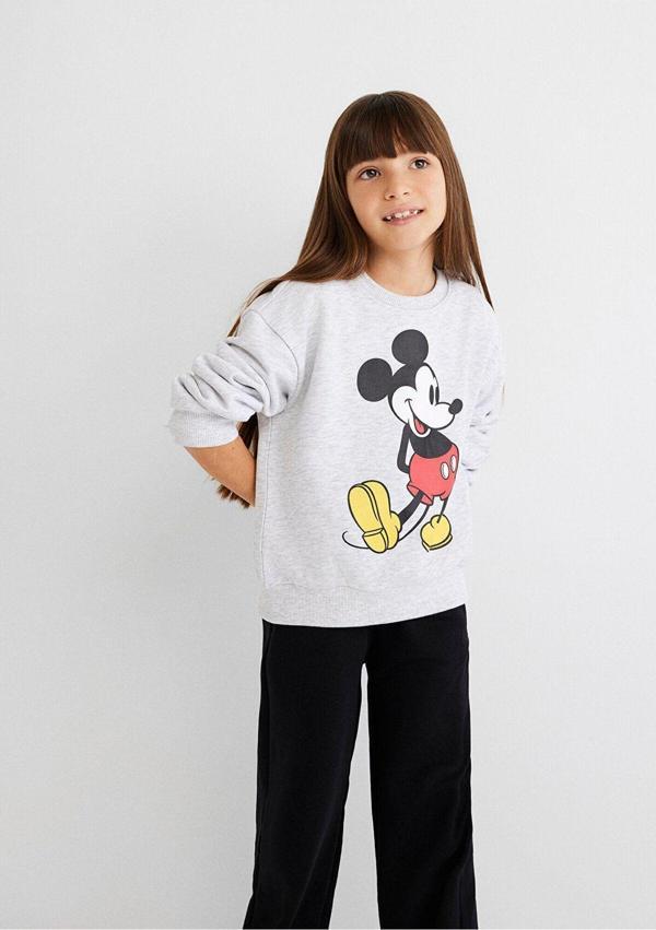 Mavi Mickey Mouse Baskılı Gri Sweatshirt 7S10084-88467 - Image 1