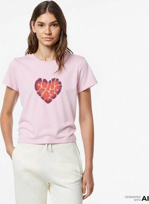 Converse Kadın Pembe T-Shirt - Image 1