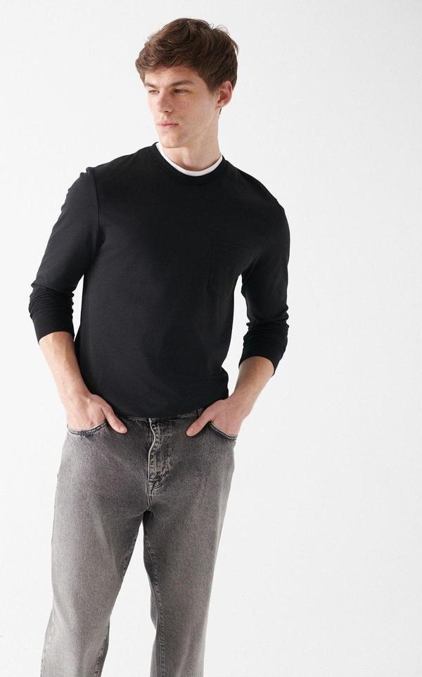 Mavi Uzun Kollu Siyah Basic Tişört Regular Fit / Normal Kesim 0611011-900 - Image 1