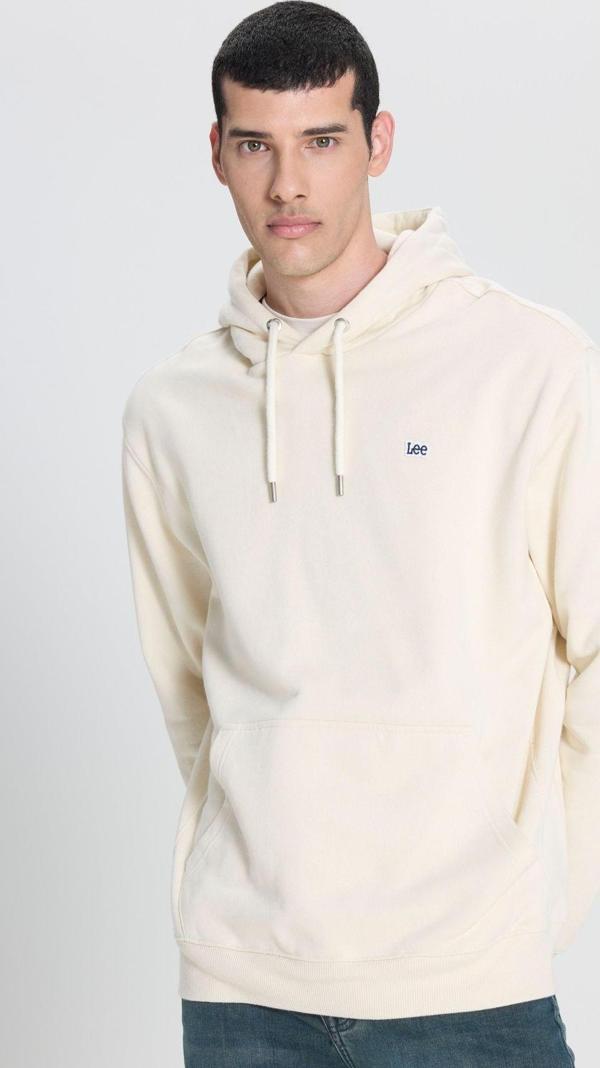 Lee Regular Fit Normal Kesim %100 Pamuk Kapüşonlu Şardonlu Kırık Beyaz Sweatshirt - Image 1